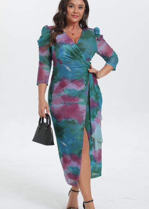 Vestido Midi Drapeado con Estampado