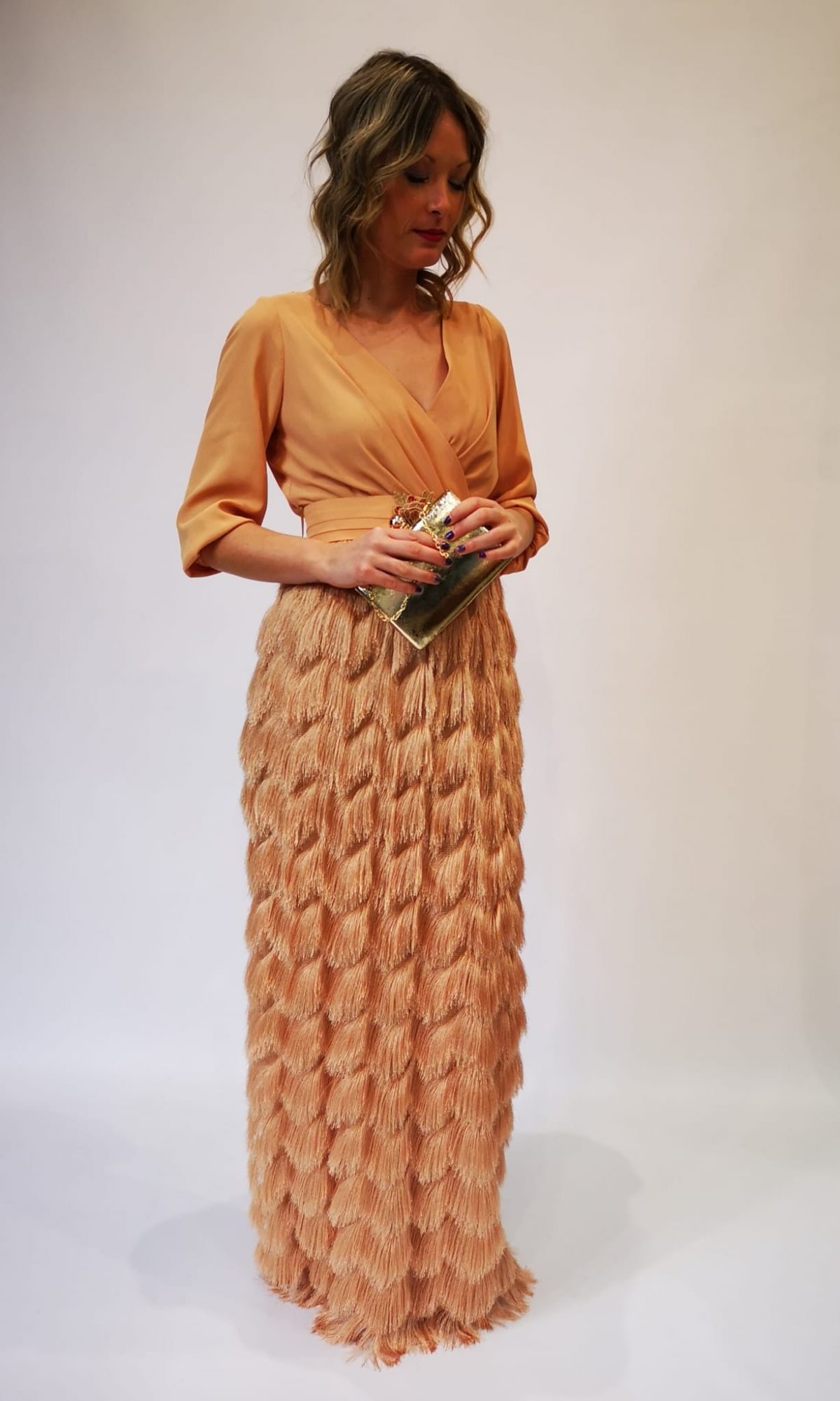 Vestido largo efecto pluma - Imagen 4