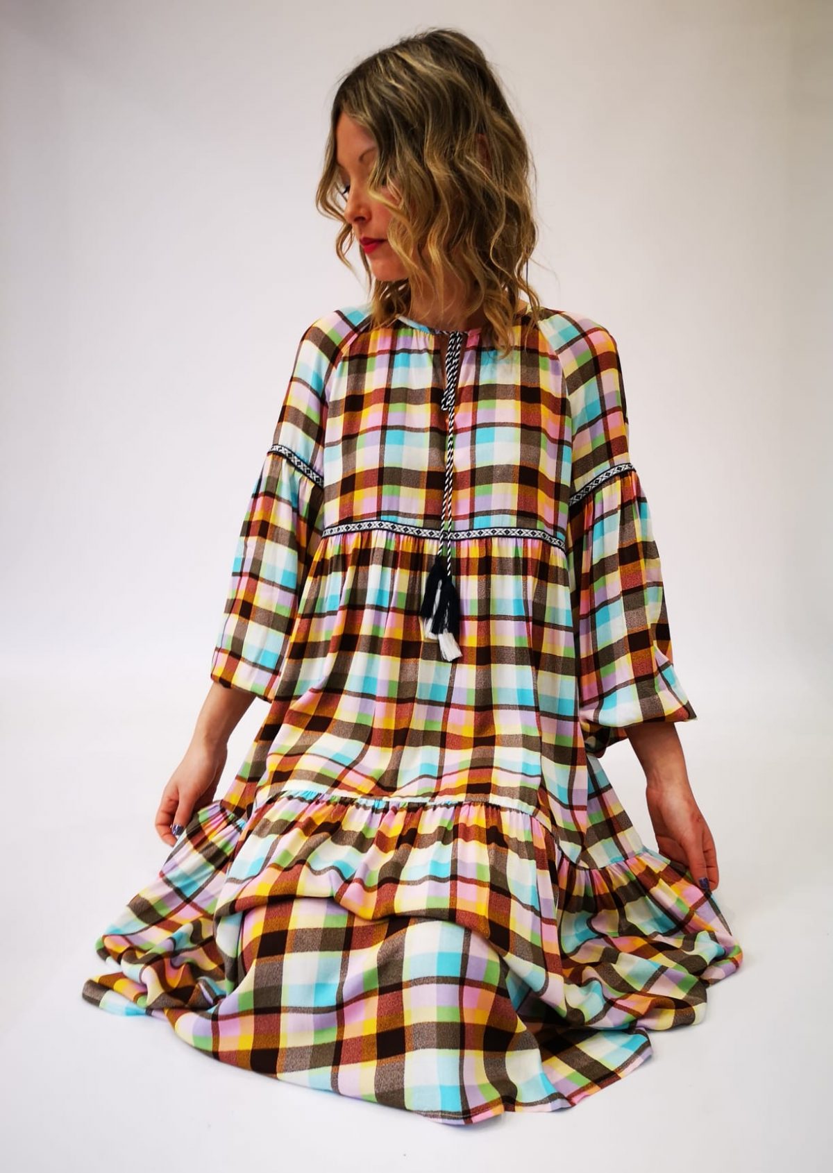 Vestido cuadros multicolor - Imagen 5