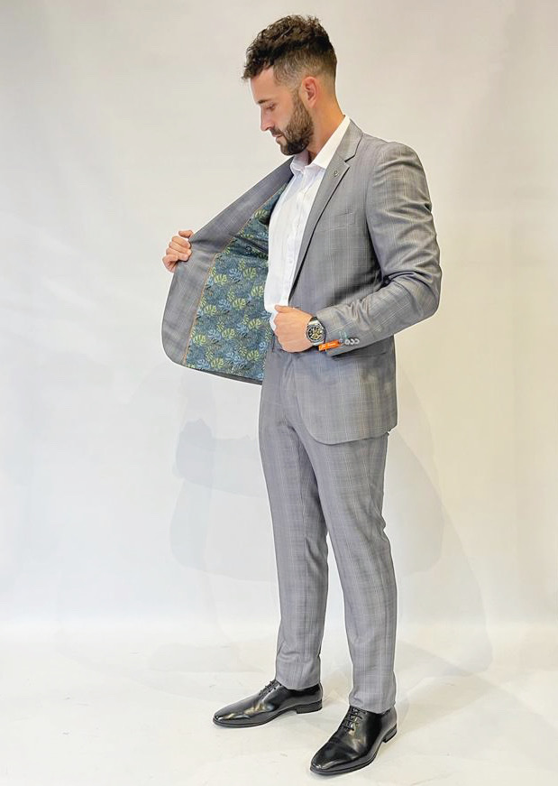 Pantalon De Vestir Gris Cuadros Hombre Traje Rayas Y Cuadros Jaime