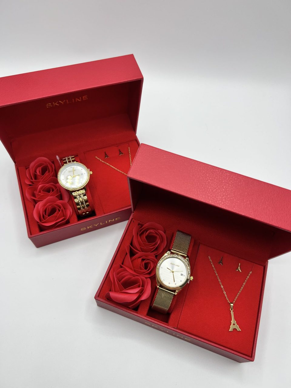 Conjunto Reloj Acero + Collar y Pendientes