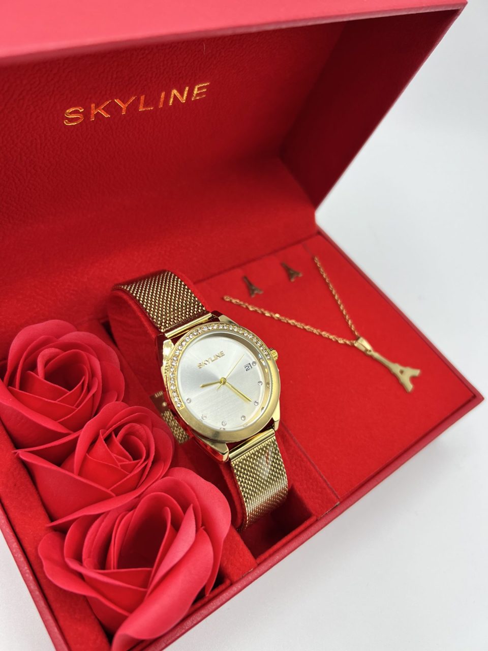 Conjunto Reloj Acero + Collar y Pendientes - Imagen 3