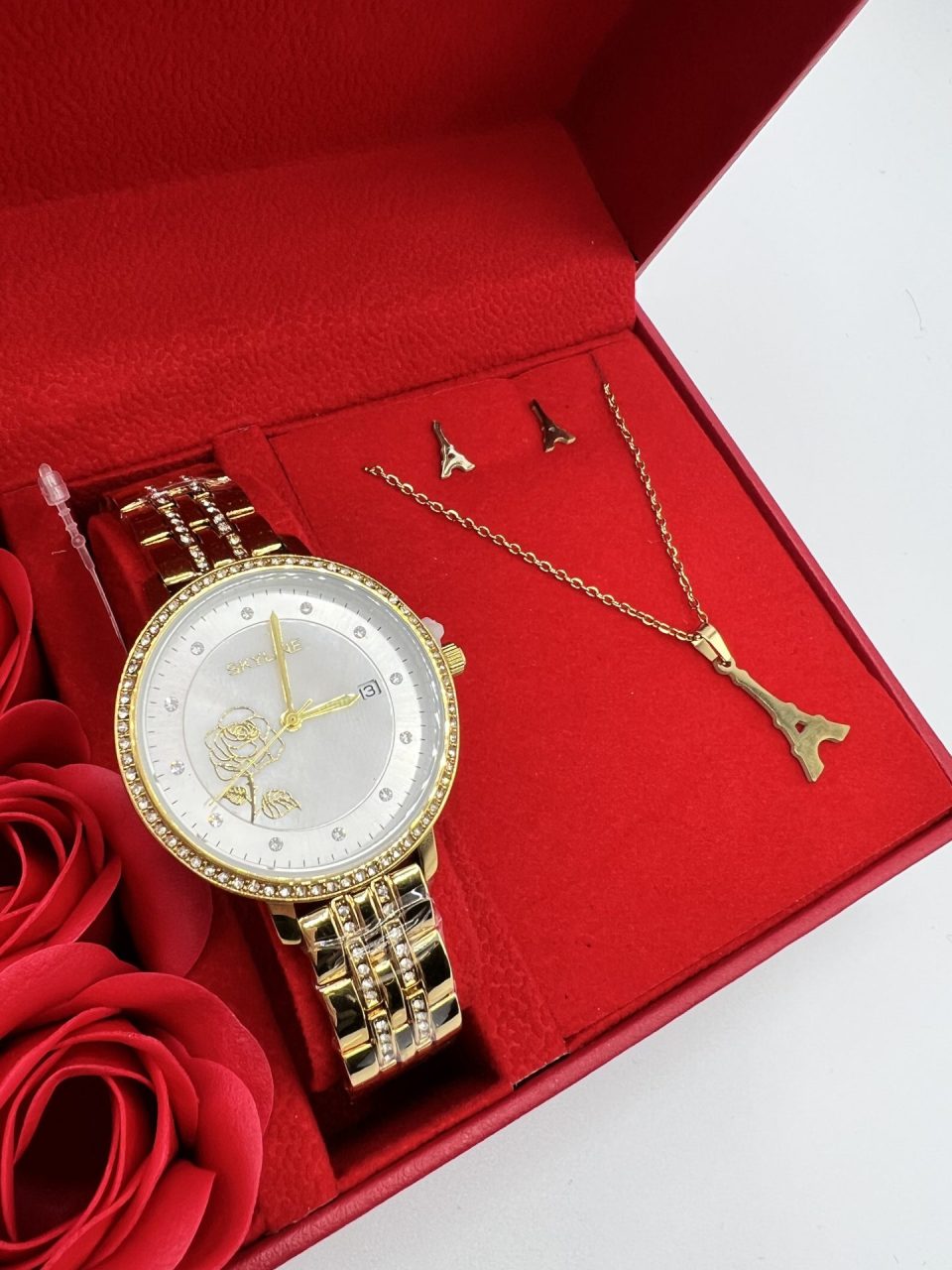 Conjunto Reloj Acero + Collar y Pendientes - Imagen 4