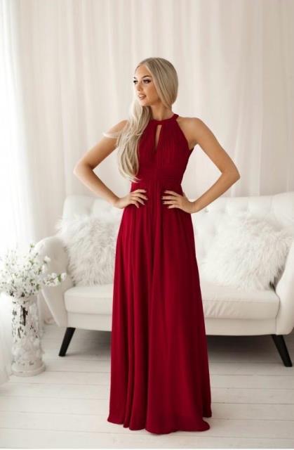 Vestido Largo de Gasa con Cuello Halter - Imagen 2