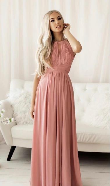 Vestido Largo de Gasa con Cuello Halter - Imagen 3