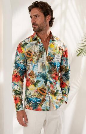 Camisa Cubana Hombre Estampado Habana