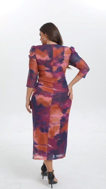 Vestido Midi Drapeado con Estampado