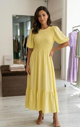 Vestido Largo Nido de Abeja