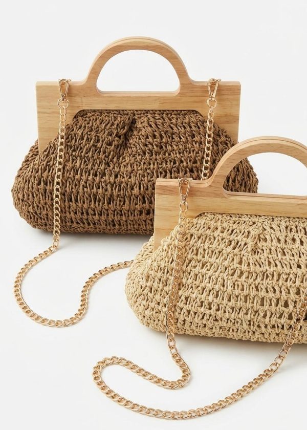 Bolso de Mano en Rafia Trenzada
