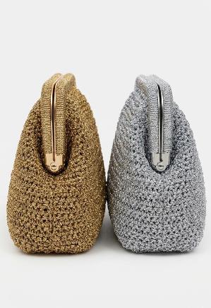 Bolso de Mano Metalizado Papel Trenzado