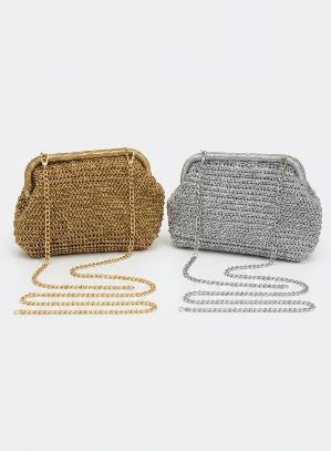 Bolso de Mano Metalizado Papel Trenzado