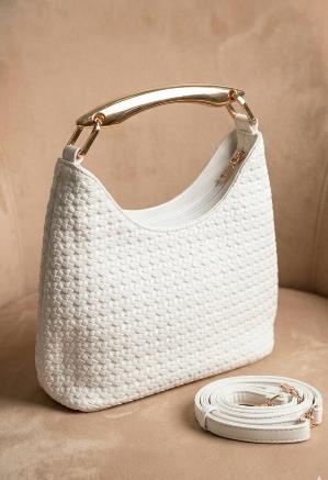 Bolso de Mano Texturizado Asa Metal