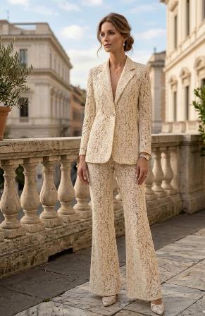 Traje Chaqueta Pantalón Encaje