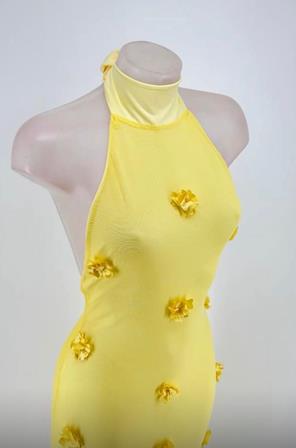 Vestido Tul con Flores en Relieve - Imagen 3