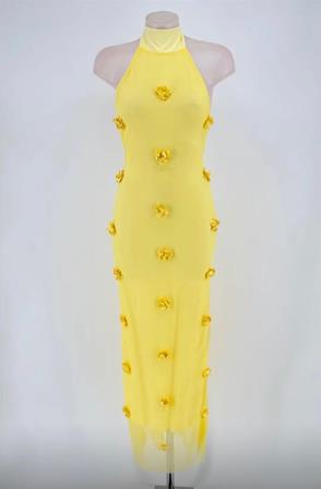 Vestido Tul con Flores en Relieve