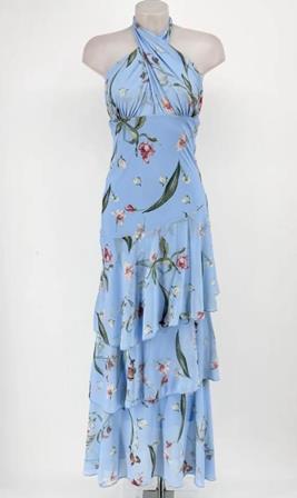 Vestido Largo de Chiffon Floral