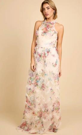 Vestido Largo de Tul Estampado