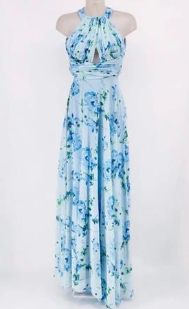 Vestido Largo Halter Estampado Floral