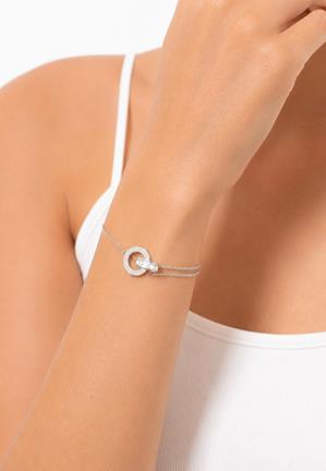 Pulsera Acero con Aro Circular y Cristal