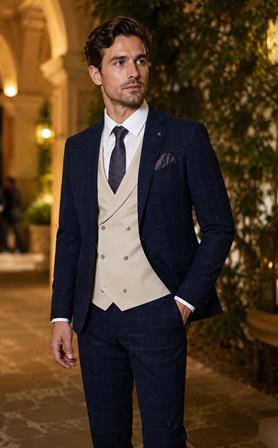 Traje 3 Piezas Hombre Cuadro Ventana