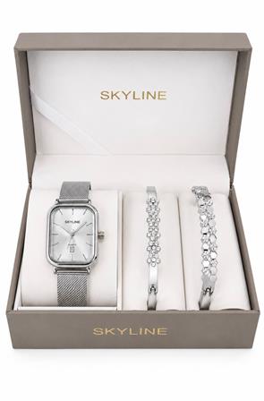 Set Skyline Mujer Acero Plateado