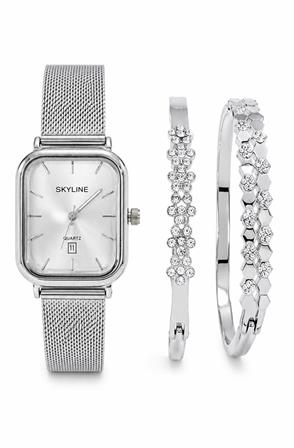 Set Skyline Mujer Acero Plateado