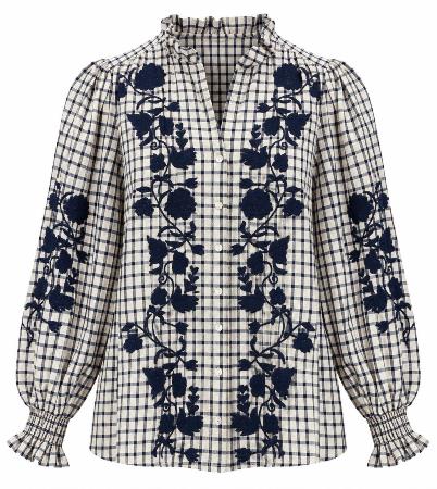 Camisa Mujer Cuadros Estampado Floral