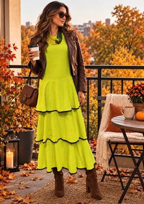 Vestido Largo Mujer con Volantes