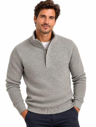 Jersey de Punto con Cuello y Cremallera