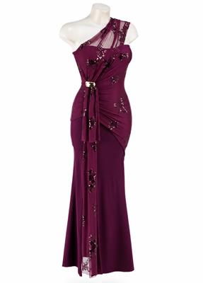 Vestido Asimétrico de Tul con Lentejuelas