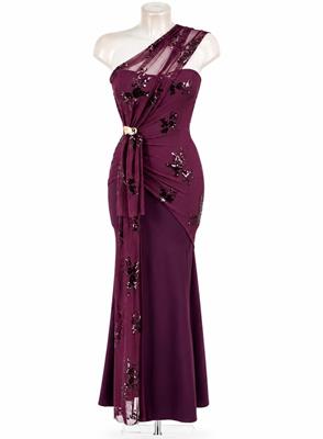 Vestido Asimétrico de Tul con Lentejuelas