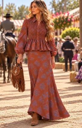 Conjunto Boho Chic de Blusa y Falda