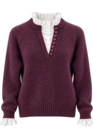 Jersey de Punto con Camisa y Volantes