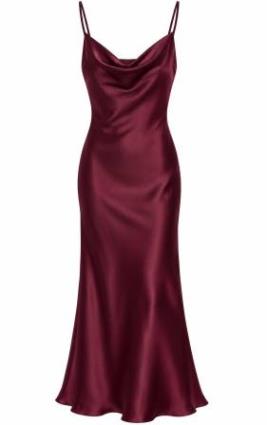 Vestido Midi Satinado Escote Drapeado