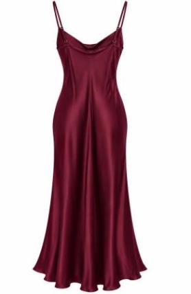 Vestido Midi Satinado Escote Drapeado - Imagen 3